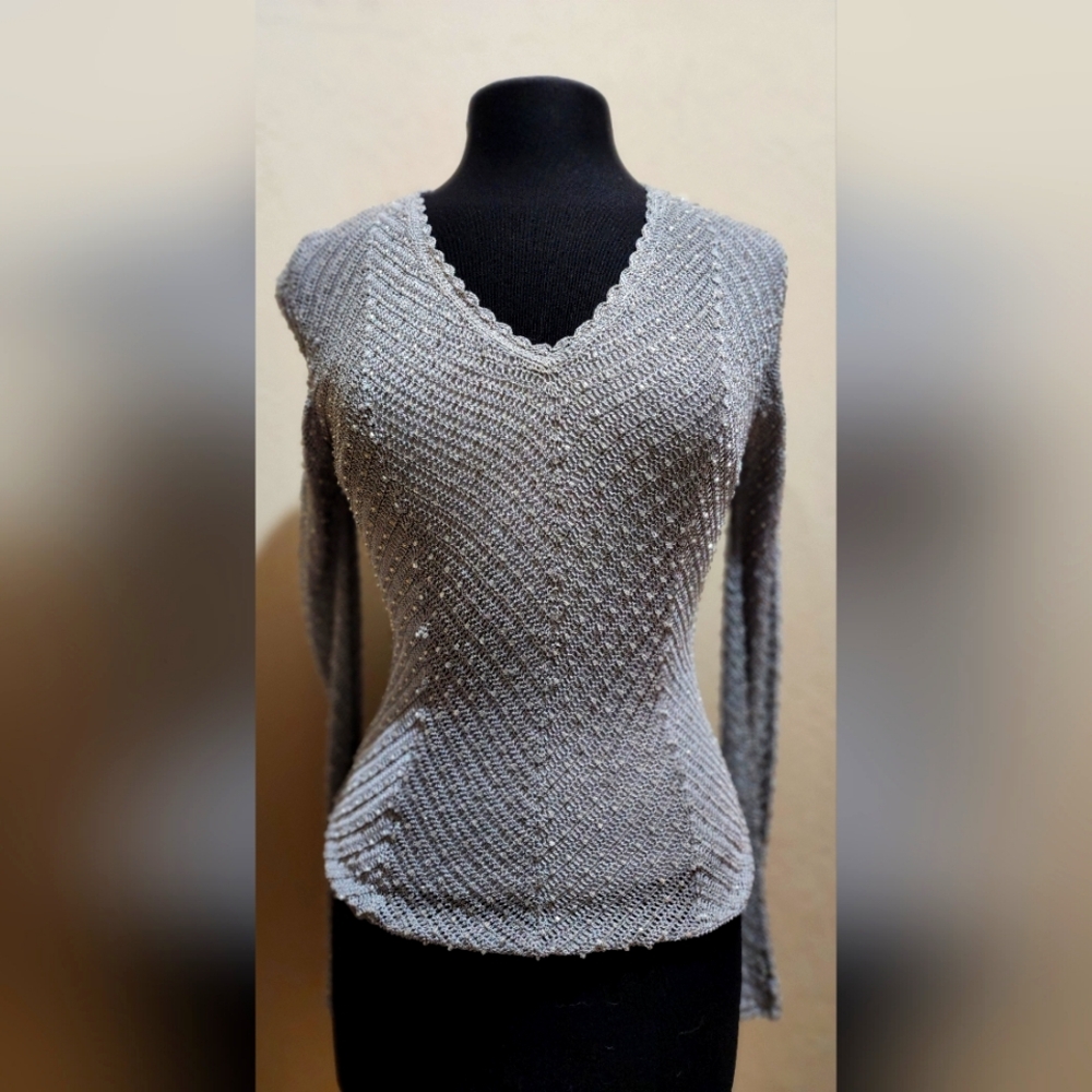Basix II Silver Crochet tube beads lined L/S M